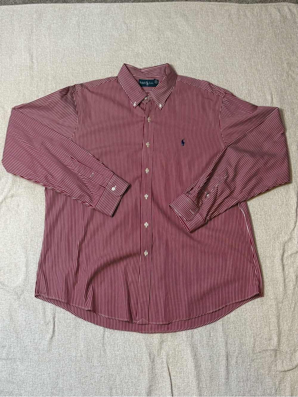 Ralph Lauren XXL Red White Stripe Button Down Shirt Preppy Quiet Luxury